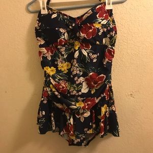 Floral one piece swimsuit halter top